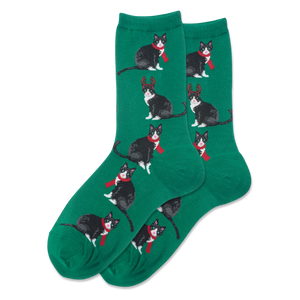 HOTSOX Women's Reindeer Cat Crew Socks