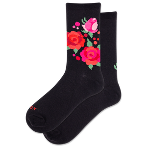 HOTSOX Women's Fuzzy Floral Crew Socks