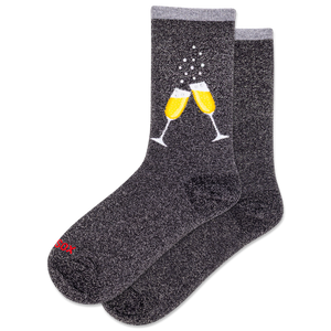 HOTSOX Women's Metallic Rhinestone Champagne Crew Socks