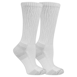 Pair of white socks on a white background