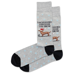 HOTSOX Men's Dachshund Through The Snow Crew Socks