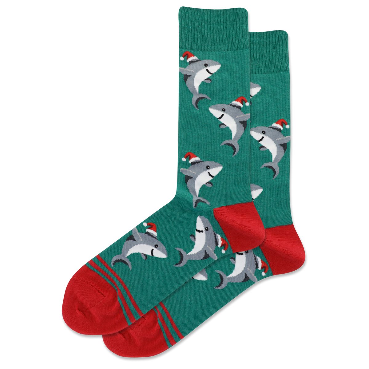 Men's Shark with Santa Hat Crew Socks