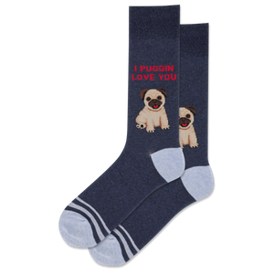 HOTSOX Men's I Puggin Love You Crew Sock