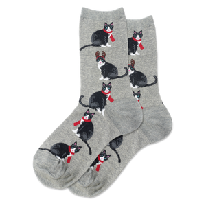 HOTSOX Women's Reindeer Cat Crew Socks