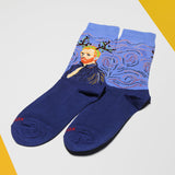 Pair of socks with artistic Van Gogh designs on a light gray background thumbnail