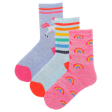 HOTSOX Kid's Rainbow Unicorn 3 Pack Crew Socks