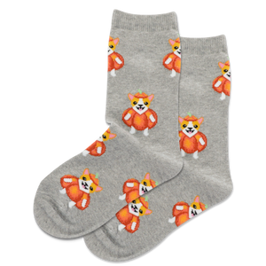 HOTSOX Kid's Pumpkin Corgi Crew Socks