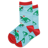 HOTSOX Kid's T-Rex with Santa Hat Crew Socks