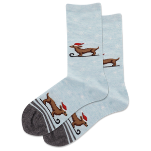 HOTSOX Kid's Sledding Dog with Santa Hat Crew Socks