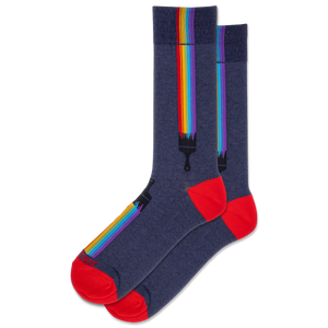 HOTSOX Men's Rainbow Brush Crew Socks