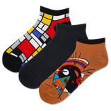 HOTSOX Men's Mondrian/ Kandinsky Low Cut Sock 3 Pack