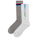 HOTSOX Men's Dashed Vertical Stripe 2 Pack Crew Socks thumbnail