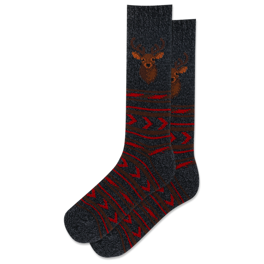 HOTSOX Men's Black Deer Boot Crew Sock