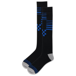 HOTSOX Men's Checker Stripe Over the Calf Compression Sock