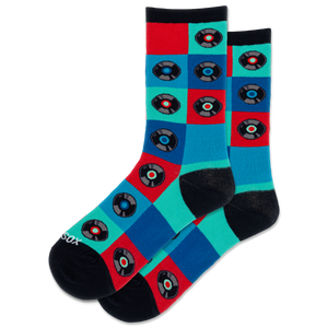 HOTSOX Women's Record Grid Crew Socks