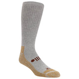 Gray and beige sock with a brand logo on a white background thumbnail