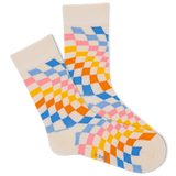 K.Bell Women's Retro Wave Checkerboard Crew Sock