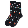 Black HOTSOX Women's Tropical Drinks Crew Sock
