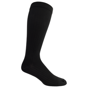 Black knee-high sock on a white background