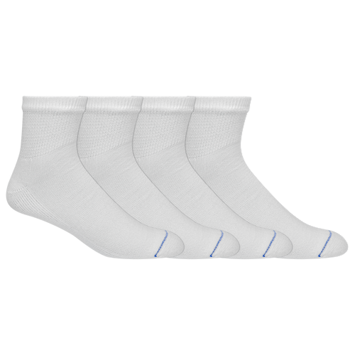 Four pairs of white quarter socks displayed side by side.