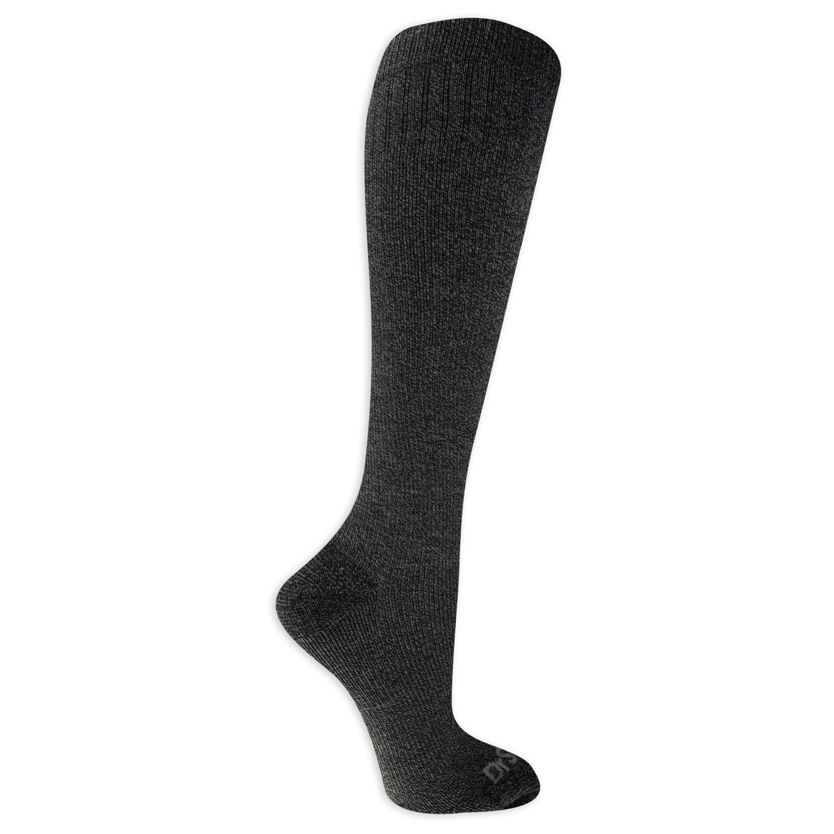 Black knee-high sock on a white background