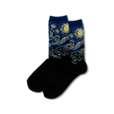 Socks with Starry Night design on a white background