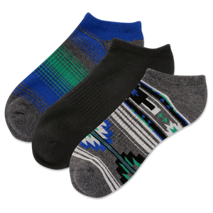 HOTSOX Men's Geometric Stripe 3 Pack Low Cut Socks
