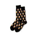 Black socks with beer mug pattern on a white background