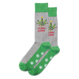 Gray Heather HOTSOX Men's Merry Juana Non Skid Crew Socks thumbnail