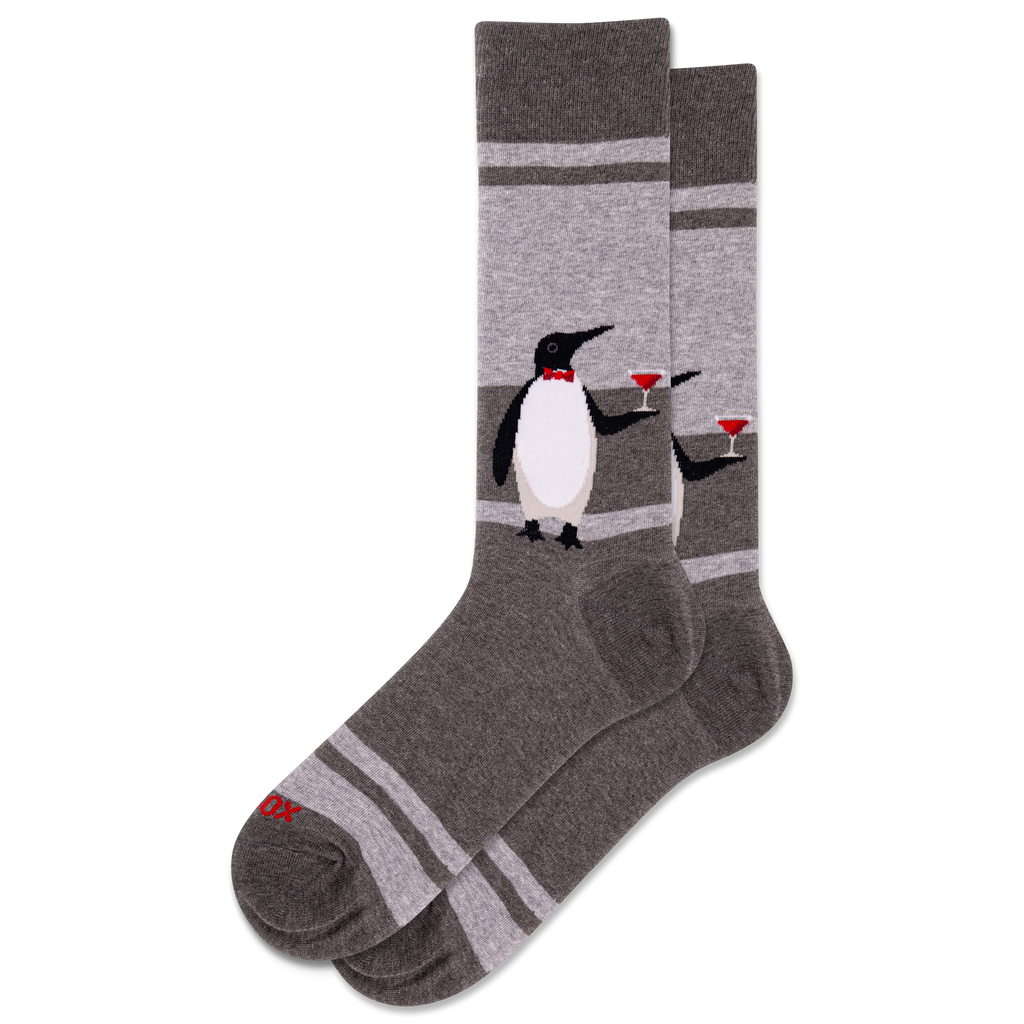 Charcoal Heather HOTSOX Men's Penguin Crew Sock , 1 Pair Pack