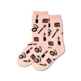 Socks with makeup pattern on a light pink background thumbnail