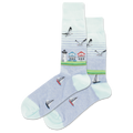 Light Blue HOTSOX Men's Beach Scene Crew Socks
