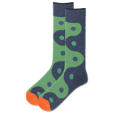 Pair of socks with green and blue pattern on a white background thumbnail