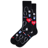 Black socks with medical-themed designs on a white background thumbnail