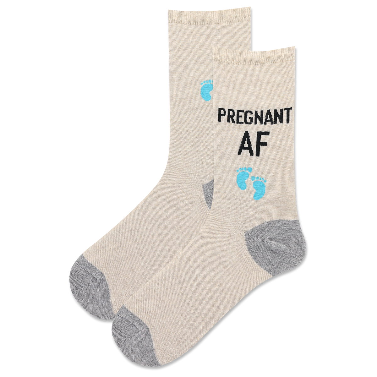 Natural Melange HOTSOX Women's Pregnant AF Crew Sock