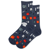 Pair of socks with kitchen utensil pattern on a white background thumbnail