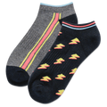 Black HOTSOX Women's Lightning Bolt Low Cut 2 Pack Socks
