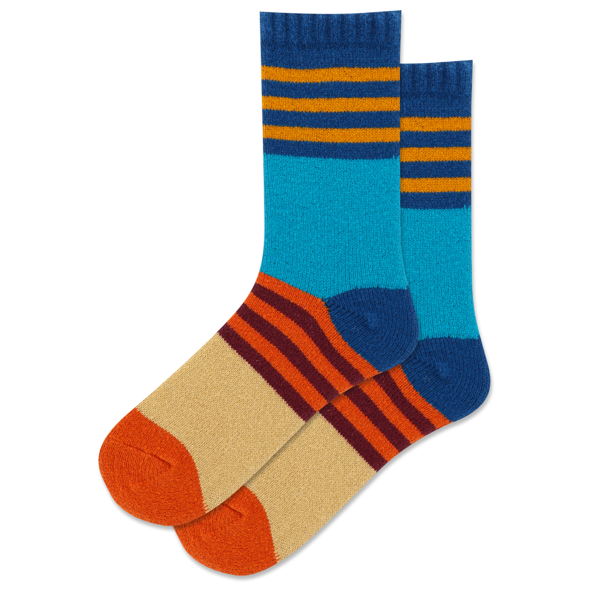 Colorful striped socks on a white background