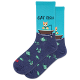 HOTSOX Women's Cat Fish Crew Socks