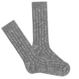 Pair of gray socks with a textured pattern on a white background thumbnail