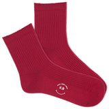A pair of red ribbed ankle socks with the brand name 'K.Bell' displayed on the foot area. thumbnail