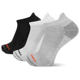Three pairs of socks in black, white, and gray with a visible MERRELL logo on a white background. thumbnail