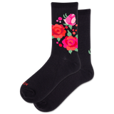 HOTSOX Women's Fuzzy Floral Crew Socks