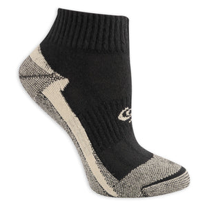 Black ankle socks with a ribbed cuff and Copper technology to prevent odors.