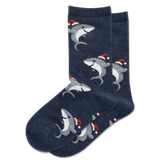 HOTSOX Kid's Shark with Santa Hat Crew Socks