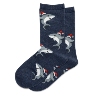 HOTSOX Kid's Shark with Santa Hat Crew Socks