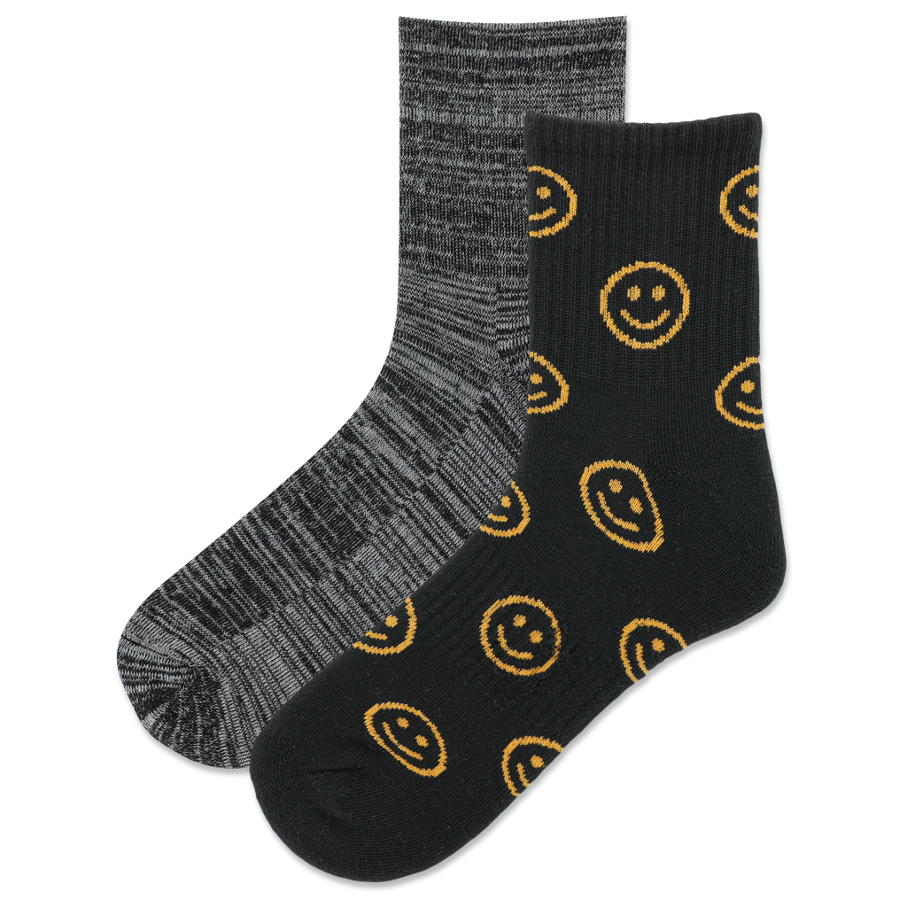 HOTSOX Men's Smiley Face Ankle Sock 2 Pair Pack