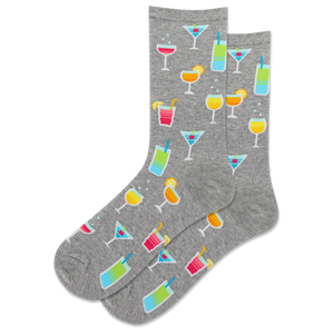 HOTSOX women's socks with a pattern of assorted tropical cocktails and drinks