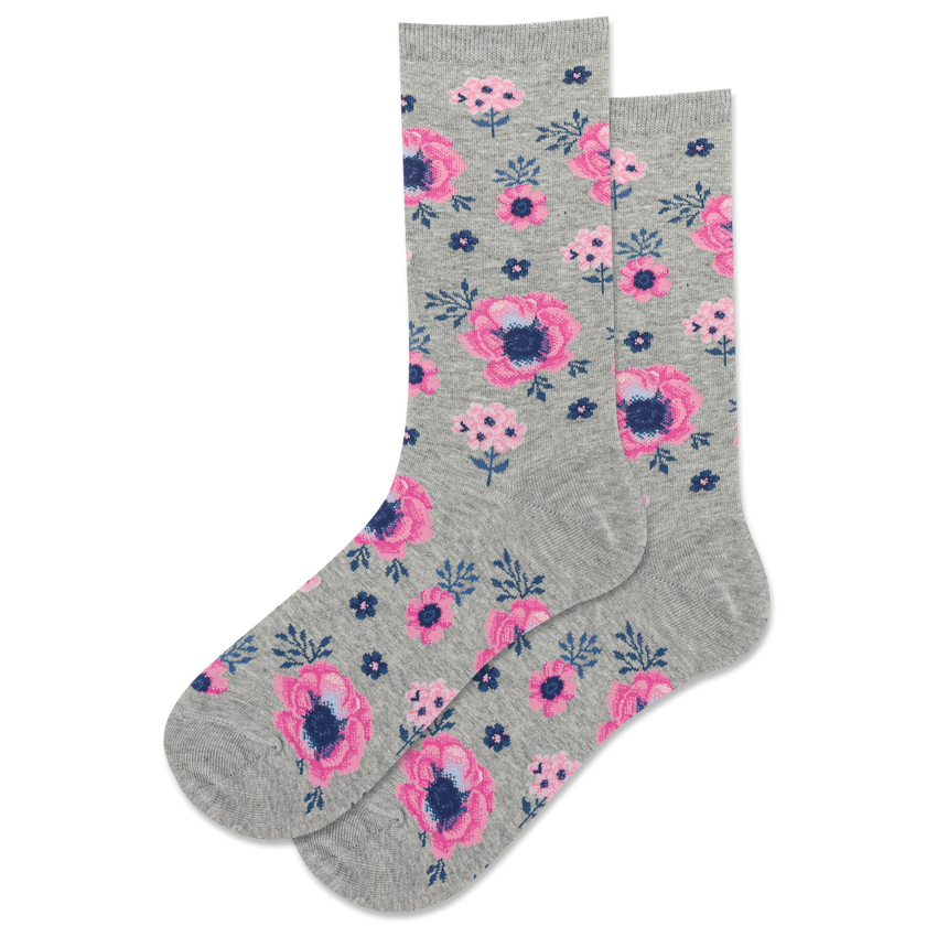 Retro Floral Cotton Dress Crew Socks by YO Sox -Medium