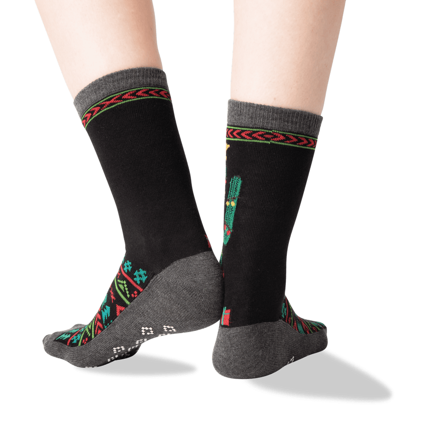 Christmas Elf Socks, Holiday Striped Crew Socks for Men and Women (Unisex, 2 Pairs)